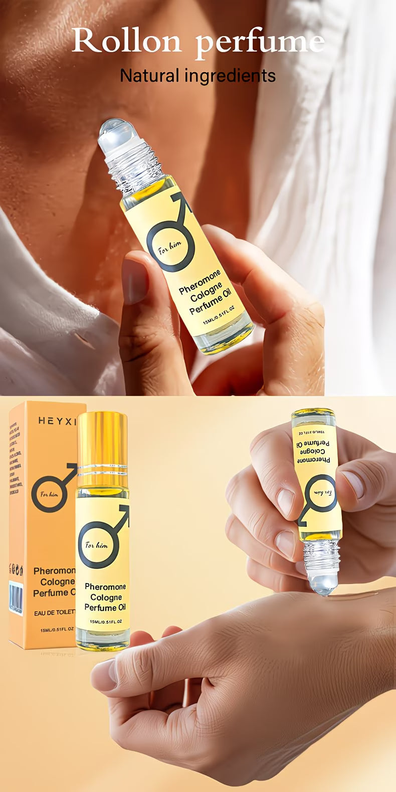 Men’s Pheromone Roll-On Perfume – Long-Lasting Masculine Floral Fragrance