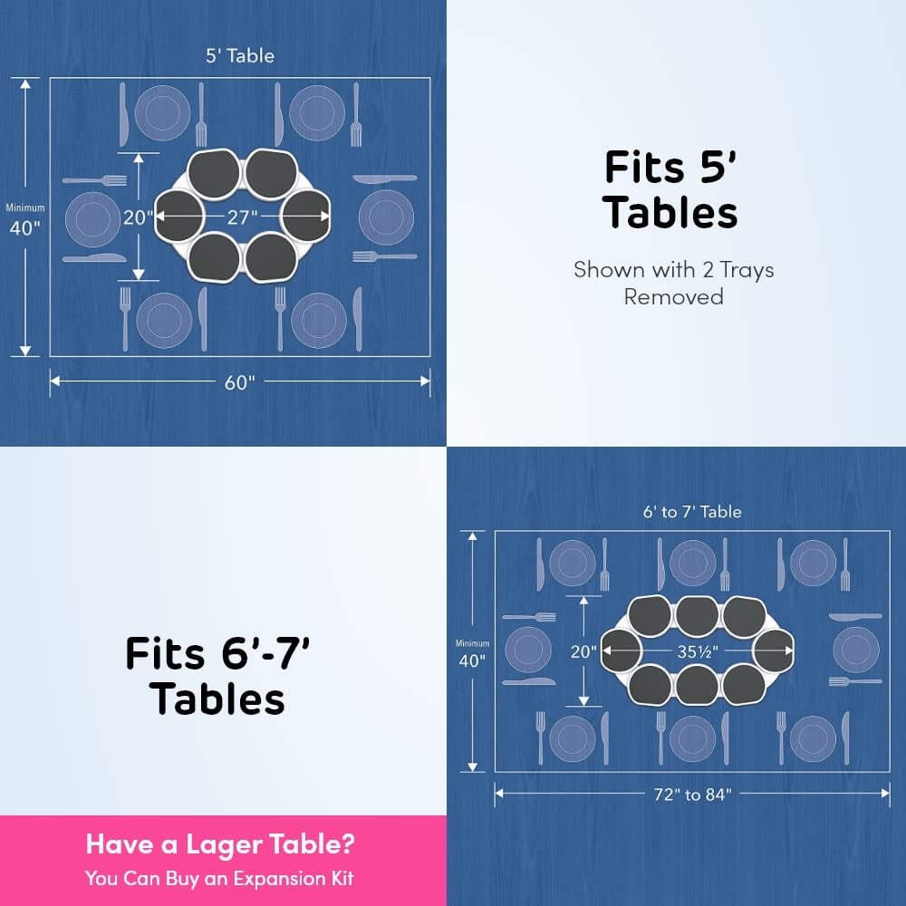 Turntable for rectangular long and oblong tables