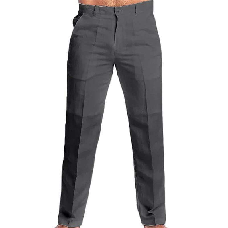 Men's Casual Solid Color Linen Blend Loose Casual Pants 73137836M