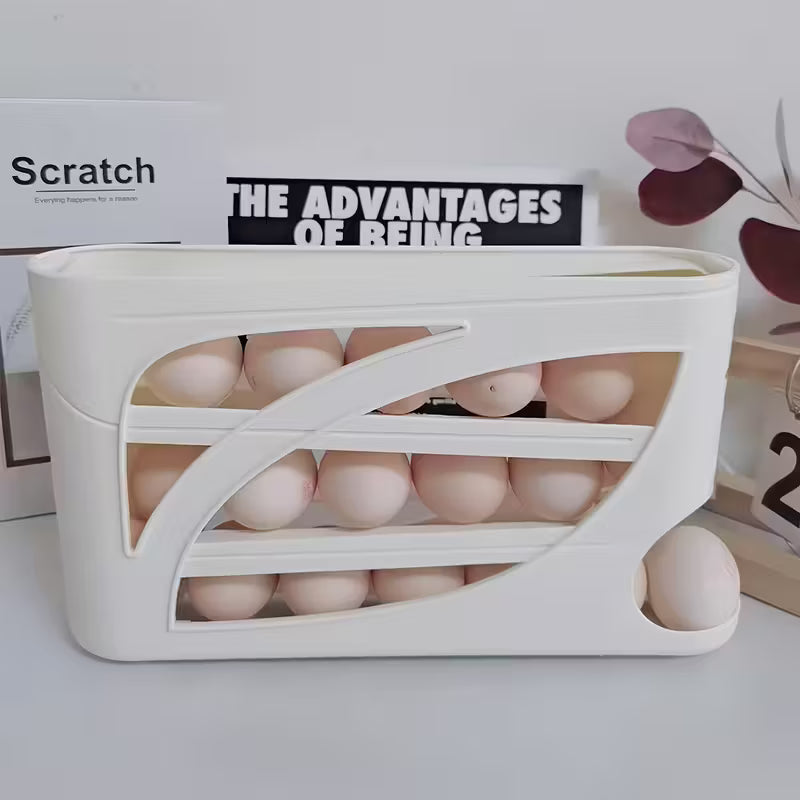 EggTower 30 — 4-Tier Countertop & Fridge Egg Holder (Side Door, 30 Eggs, Handle, Glossy Finish)