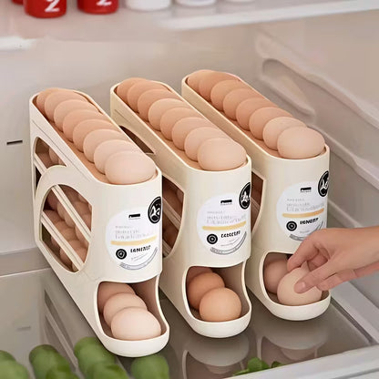 FYNN EggTower 30 — 4-Tier Countertop & Fridge Egg Holder (Side Door, 30 Eggs, Handle, Glossy Finish)