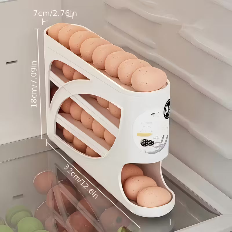 FYNN EggTower 30 — 4-Tier Countertop & Fridge Egg Holder (Side Door, 30 Eggs, Handle, Glossy Finish)