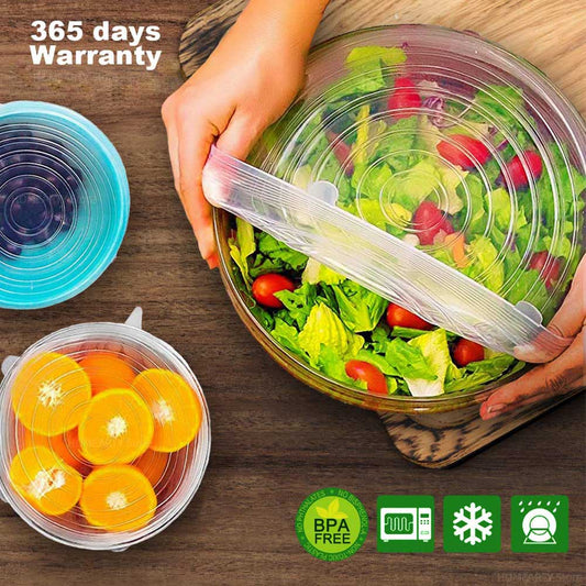6PCS Adaptable Lid Silicone Cover Food