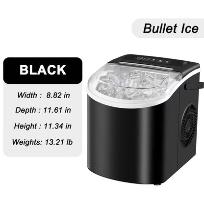 FrostFlow 26 — Countertop Ice Maker, 26 lbs/day, Portable with Handle + Basket & Scoop