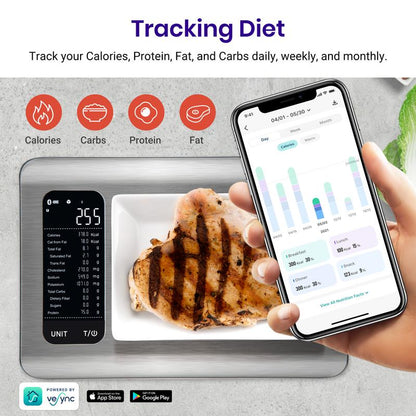 AI Smart Food Scale | 19 Nutrient Facts Auto Scan | Digital Calorie Counter for Meal Prep & Fitness