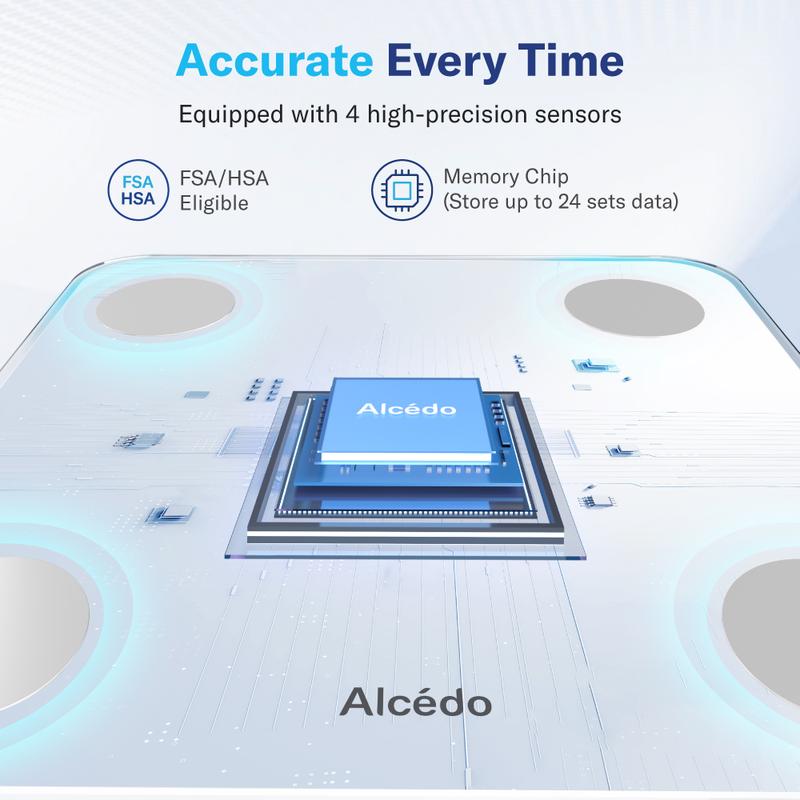 Smart Scale for Body Weight, 7-Color Glowing Bluetooth Digital Bathroom Scale for BMI and Body Fat.