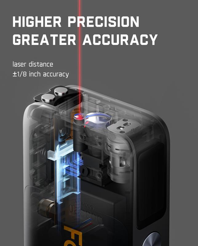 Apex 3-in-1 Digital Laser Tape Measure with HD IPS Color Display, 165Ft Rechargeable Laser Measurement Tool