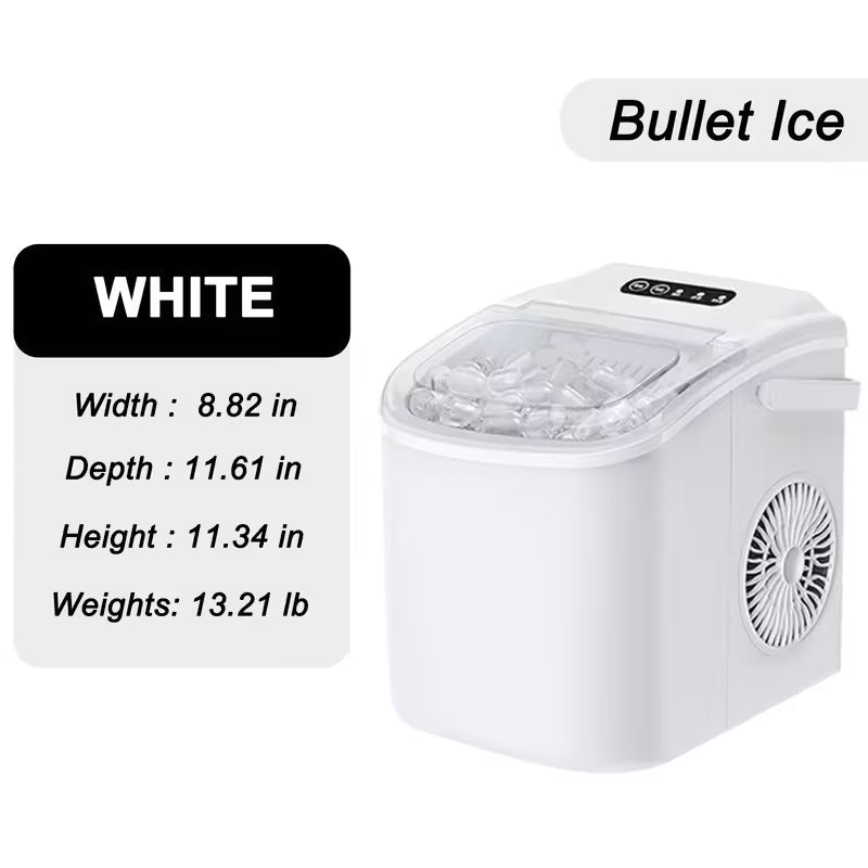 FrostFlow 26 — Countertop Ice Maker, 26 lbs/day, Portable with Handle + Basket & Scoop