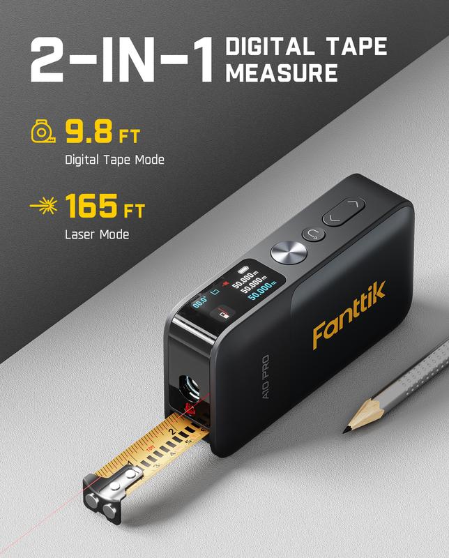 Apex 3-in-1 Digital Laser Tape Measure with HD IPS Color Display, 165Ft Rechargeable Laser Measurement Tool