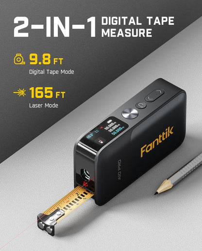Apex 3-in-1 Digital Laser Tape Measure with HD IPS Color Display, 165Ft Rechargeable Laser Measurement Tool