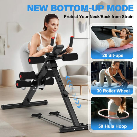 Relife Sports Adjustable Foldable Ab Trainer Machine with LCD Monitor