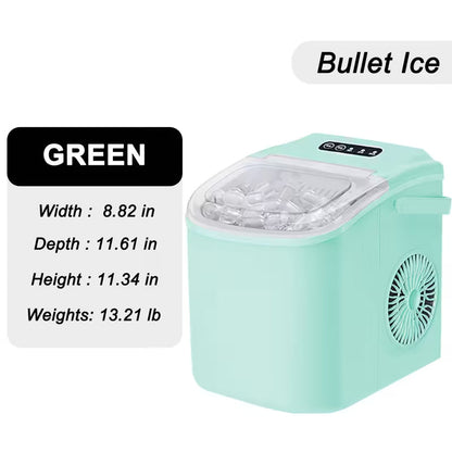 FrostFlow 26 — Countertop Ice Maker, 26 lbs/day, Portable with Handle + Basket & Scoop