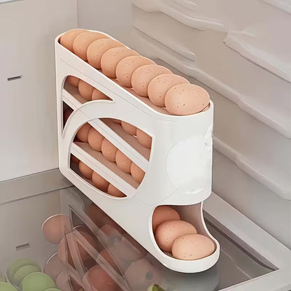FYNN EggTower 30 — 4-Tier Countertop & Fridge Egg Holder (Side Door, 30 Eggs, Handle, Glossy Finish)