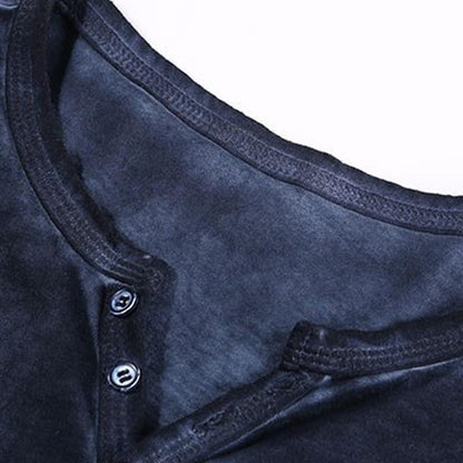 Men's Distressed Vintage Style V-neck Long Sleeve T-Shirt 70724462X